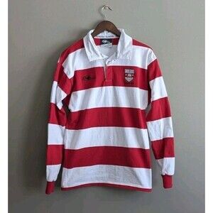 Classic Rugby Polo Shirt Men’s Size Small Goldstein Red White Long Sleeve Jersey